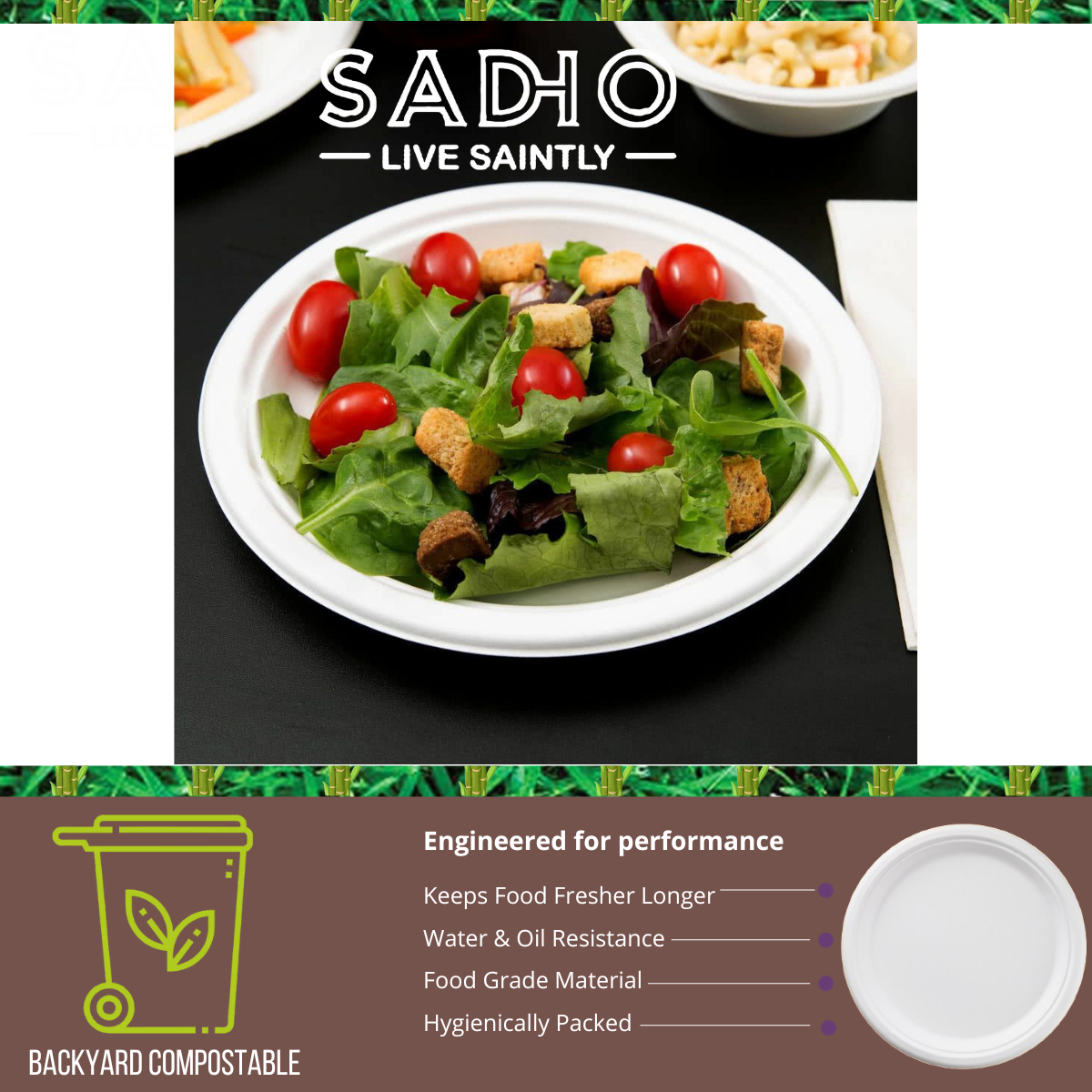 10 inch (25cm) Plates (Round) Bagasse (White)
