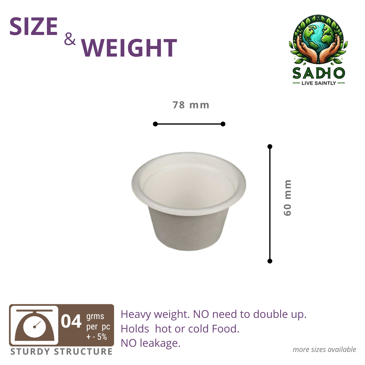 3.7oz (110 ml) Cups (Round) Bagasse (White)