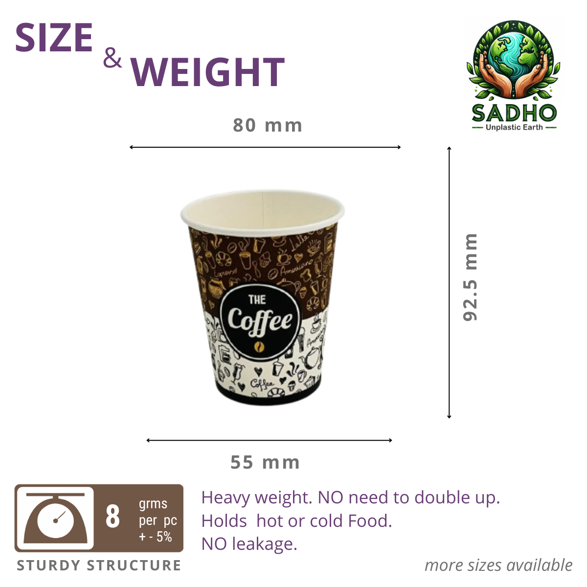 8oz (250 ml) Single Wall Paper Cups