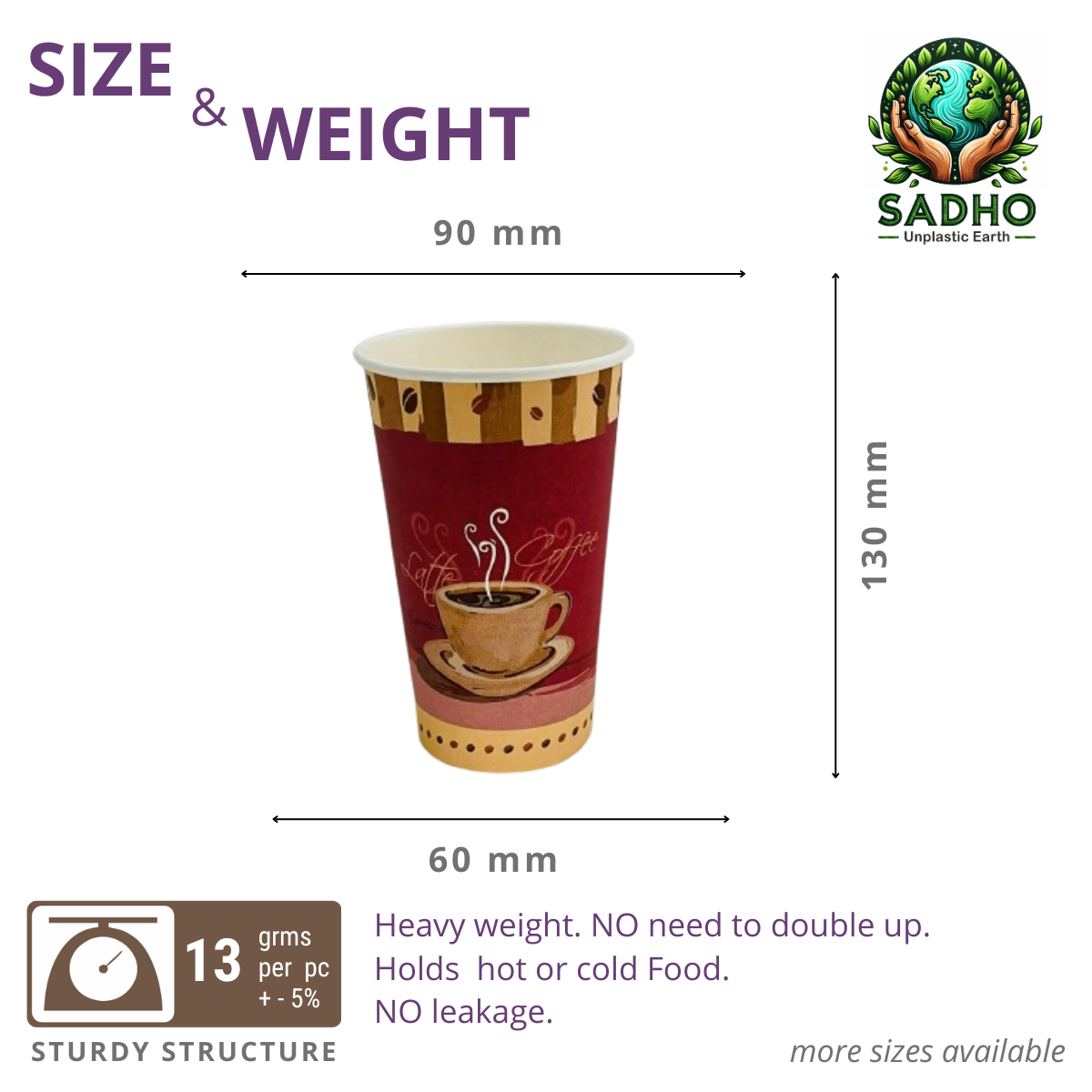 16oz (480 ml) Single Wall Paper Cups