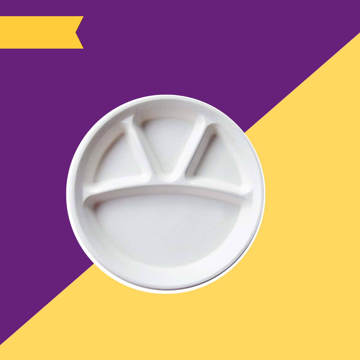 11 inch (28cm) Plates with 4 Compartments (Round) Bagasse (White)