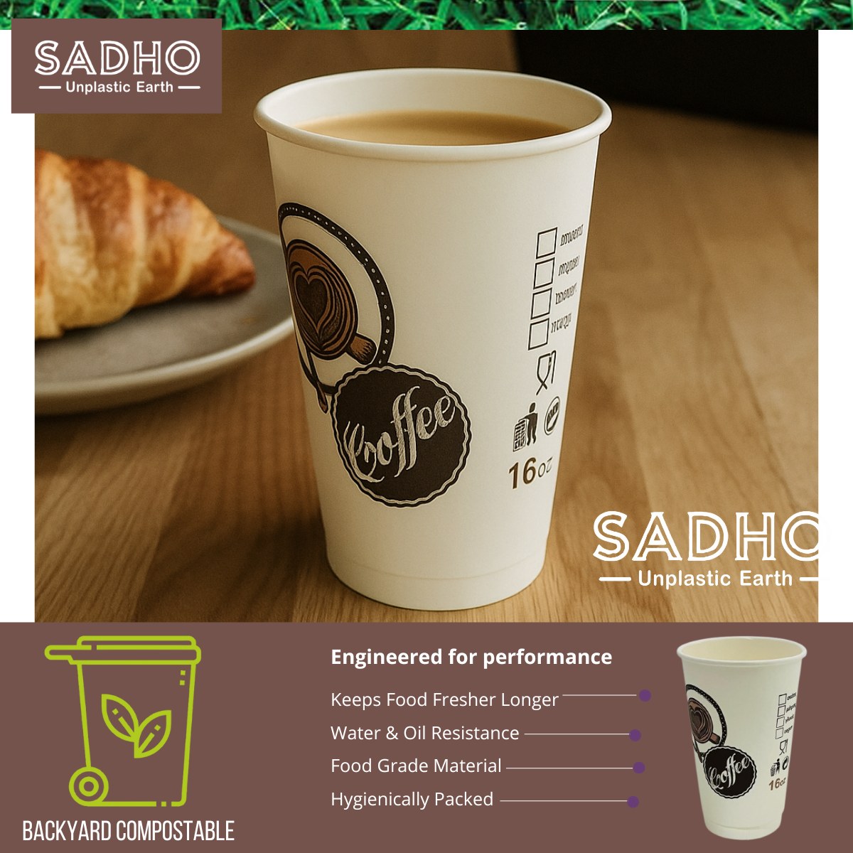 16oz (480 ml) Double Wall Paper Cups