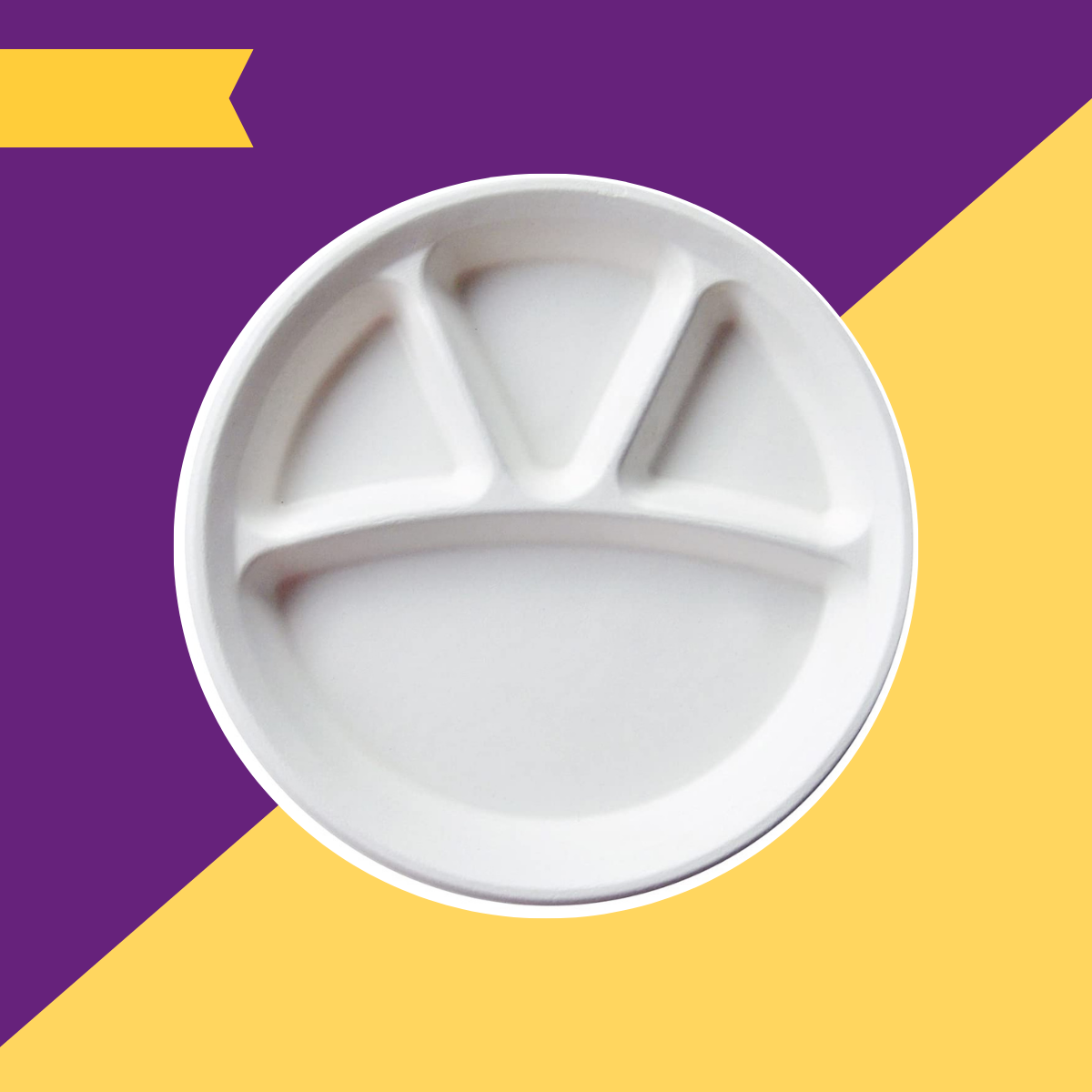 12 inch (30.5cm) Plates with 4 Compartments (Round) Bagasse (White)