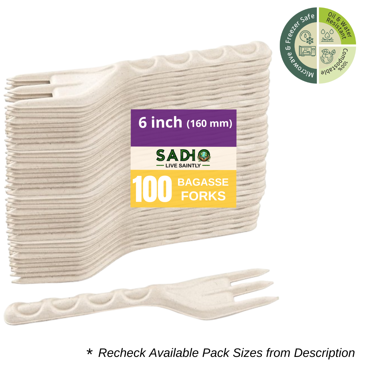 160 mm (16cm) Fork Bagasse (White)