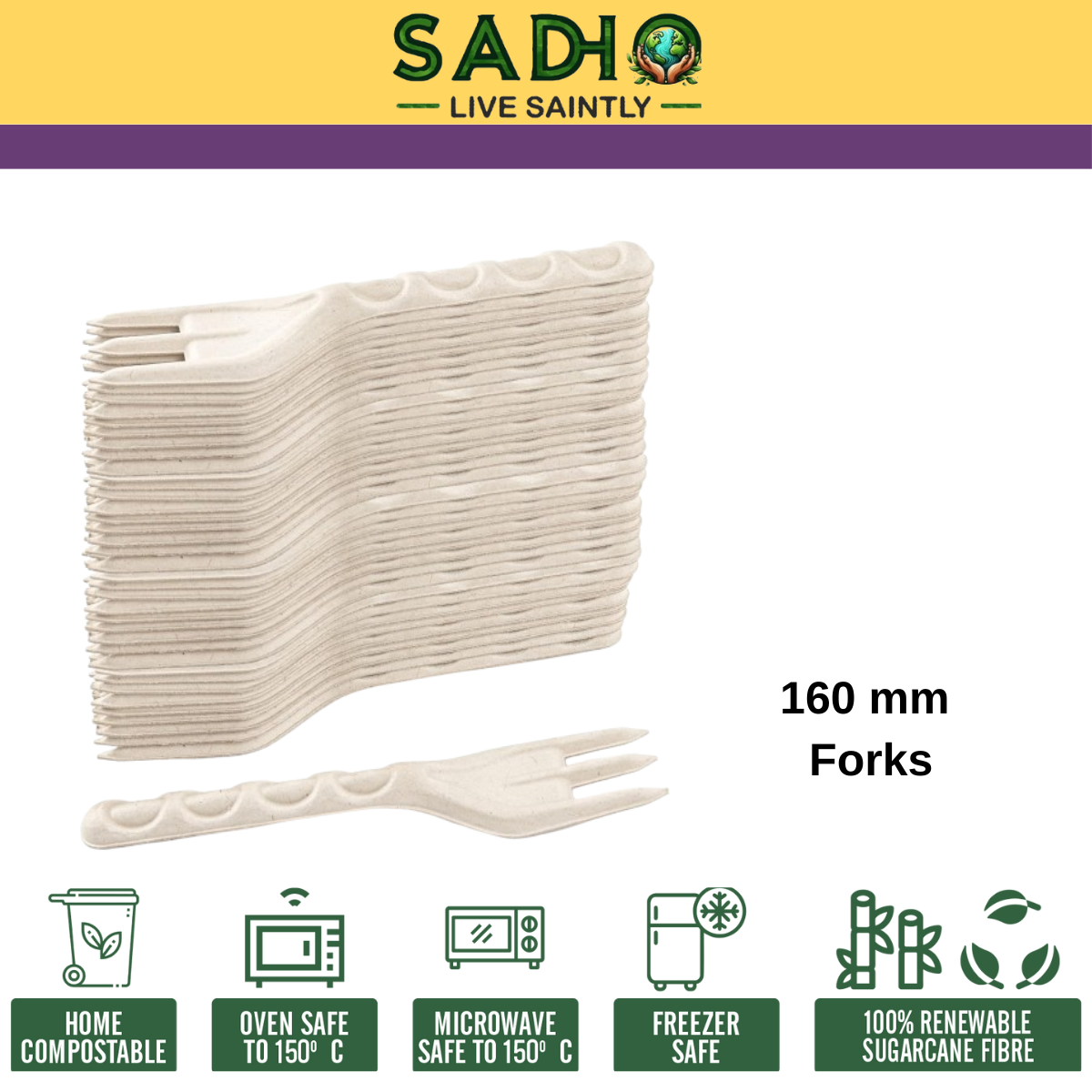 160 mm (16cm) Fork Bagasse (White)