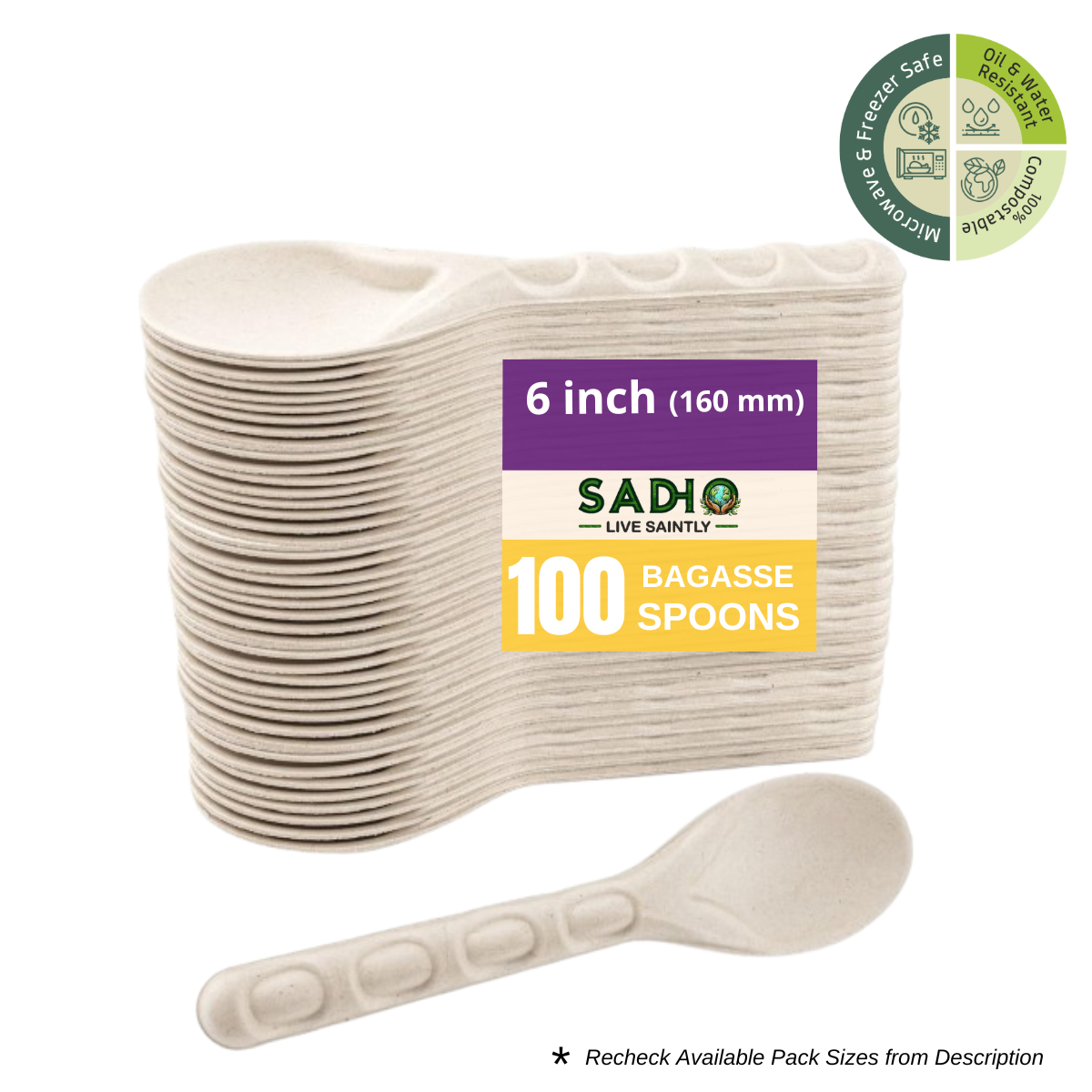 160 mm (16cm) Spoon Bagasse (White)