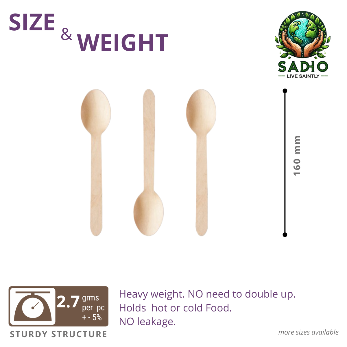 160 mm (16cm) Spoon made of Birchwood