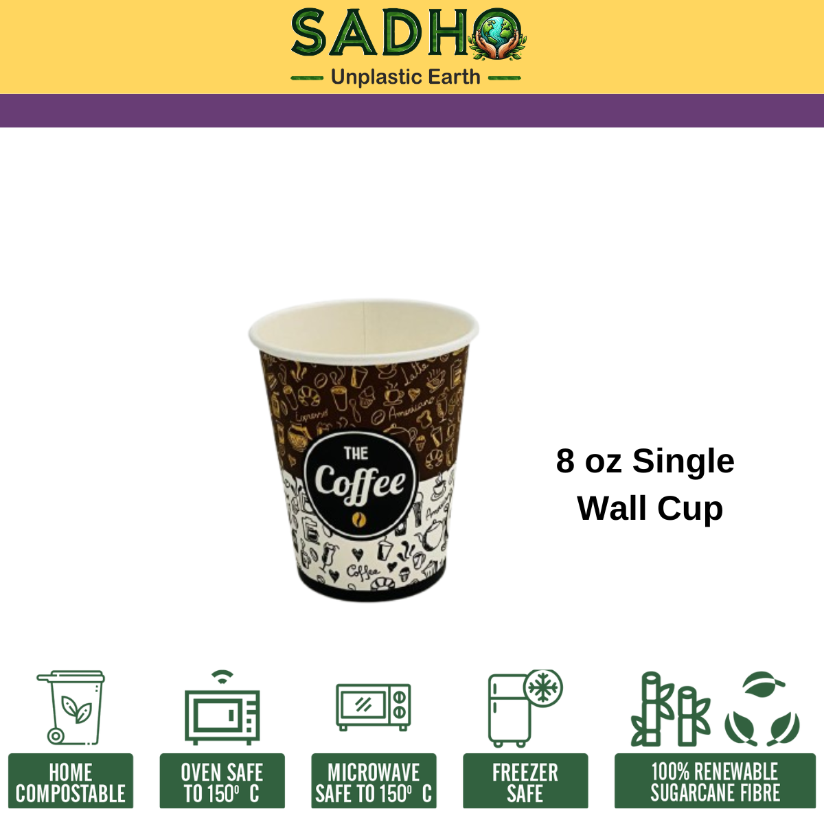 8oz (250 ml) Single Wall Paper Cups