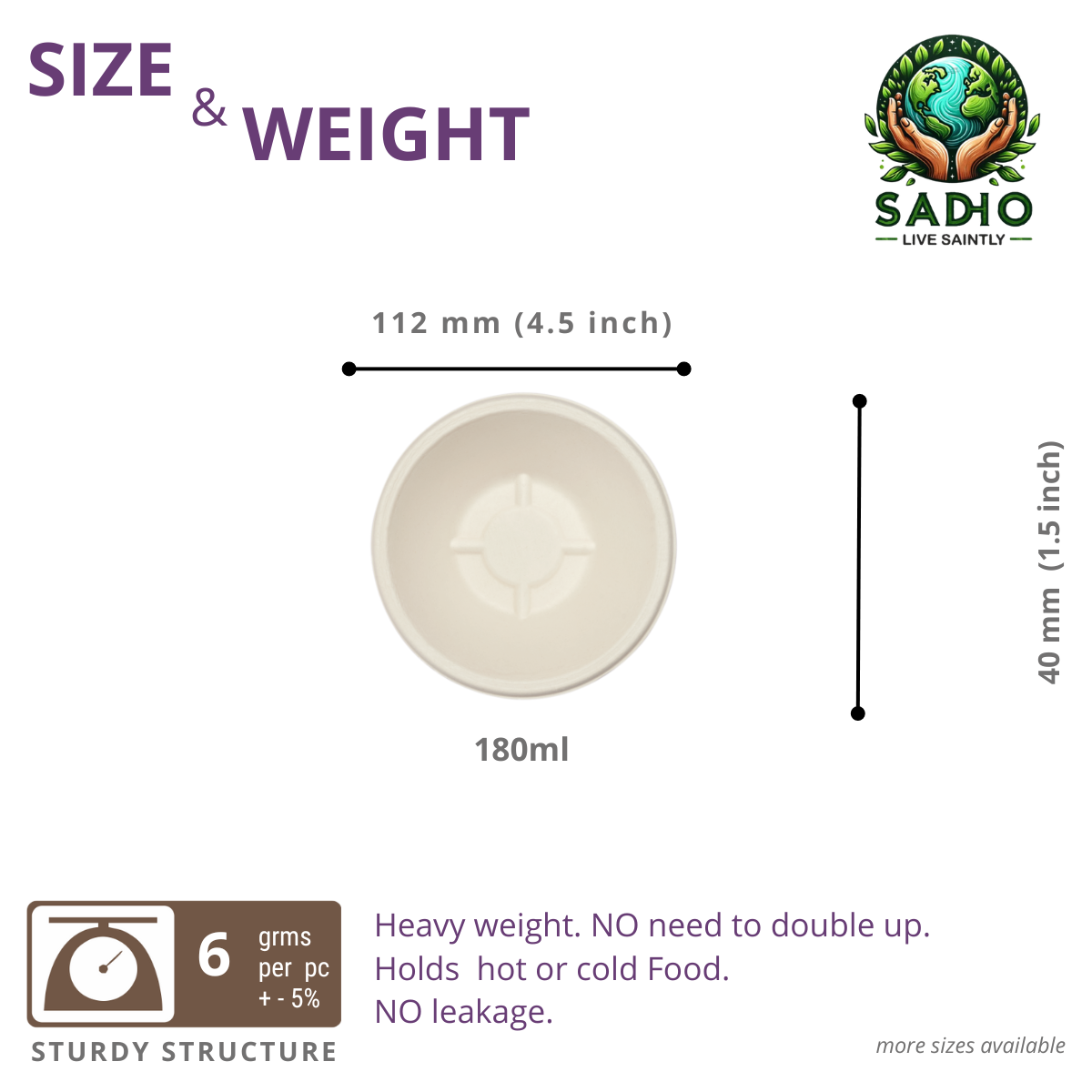 6oz (180 ml) Bowls (Round) Bagasse (White)