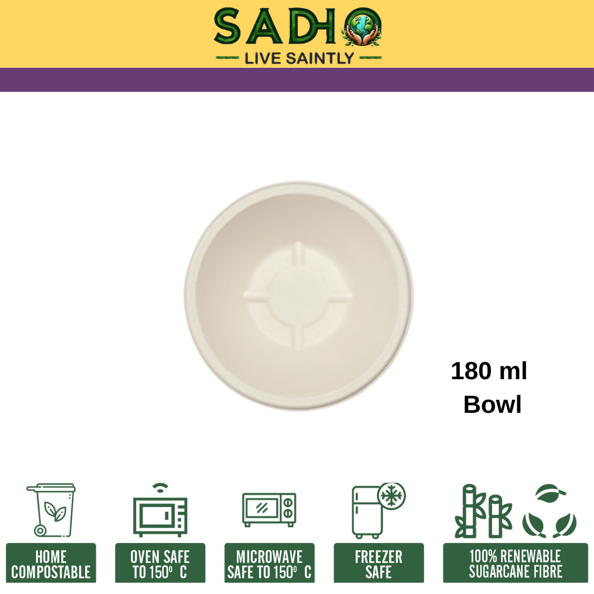 6oz (180 ml) Bowls (Round) Bagasse (White)
