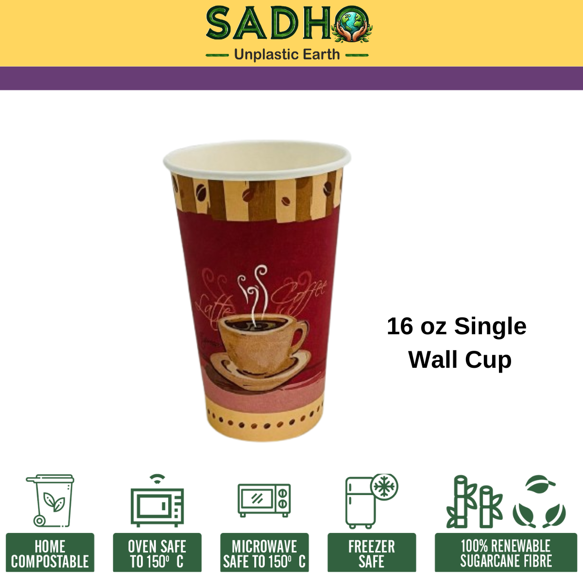 16oz (480 ml) Single Wall Paper Cups