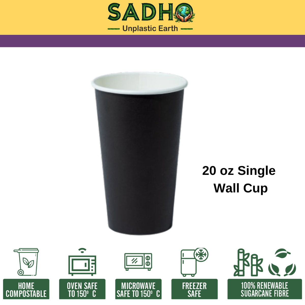 20oz (600 ml) Single Wall Paper Cups