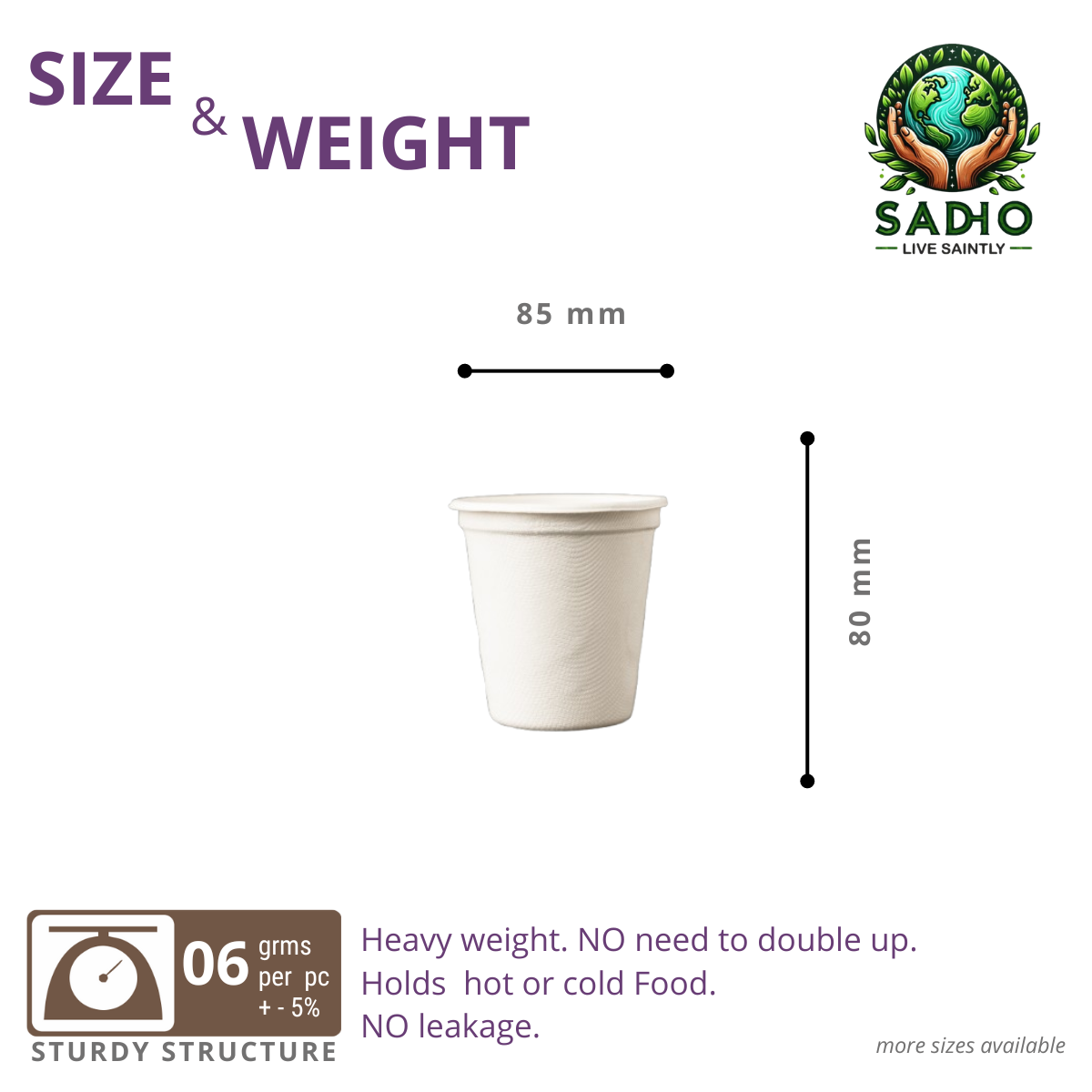 8.5oz (250 ml) Glass (Round) Bagasse (White)