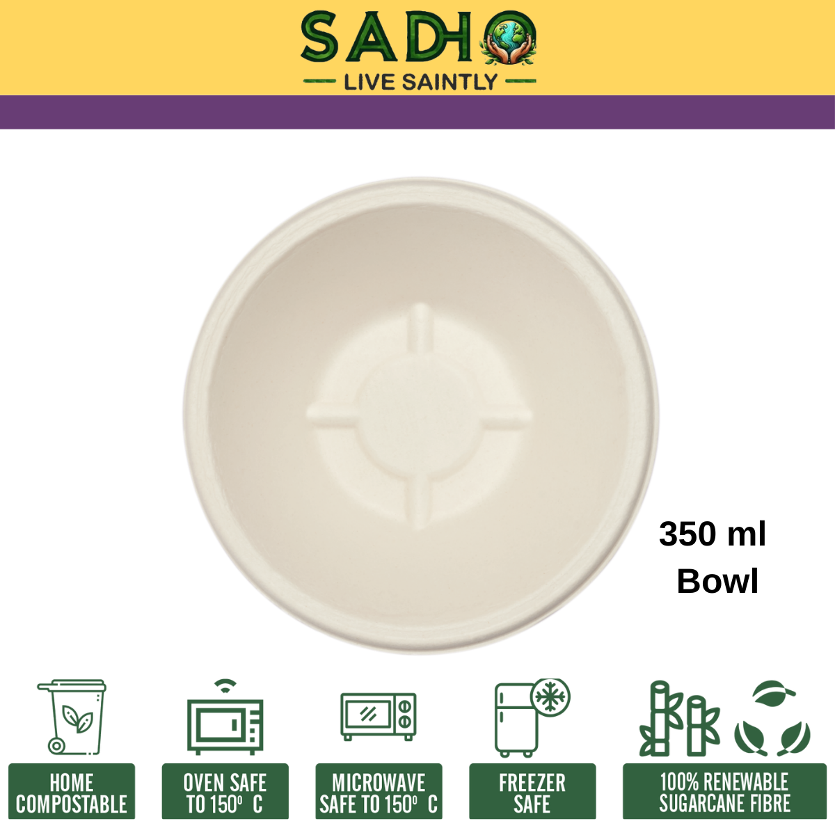 12oz (350 ml) Bowls (Round) Bagasse (White)