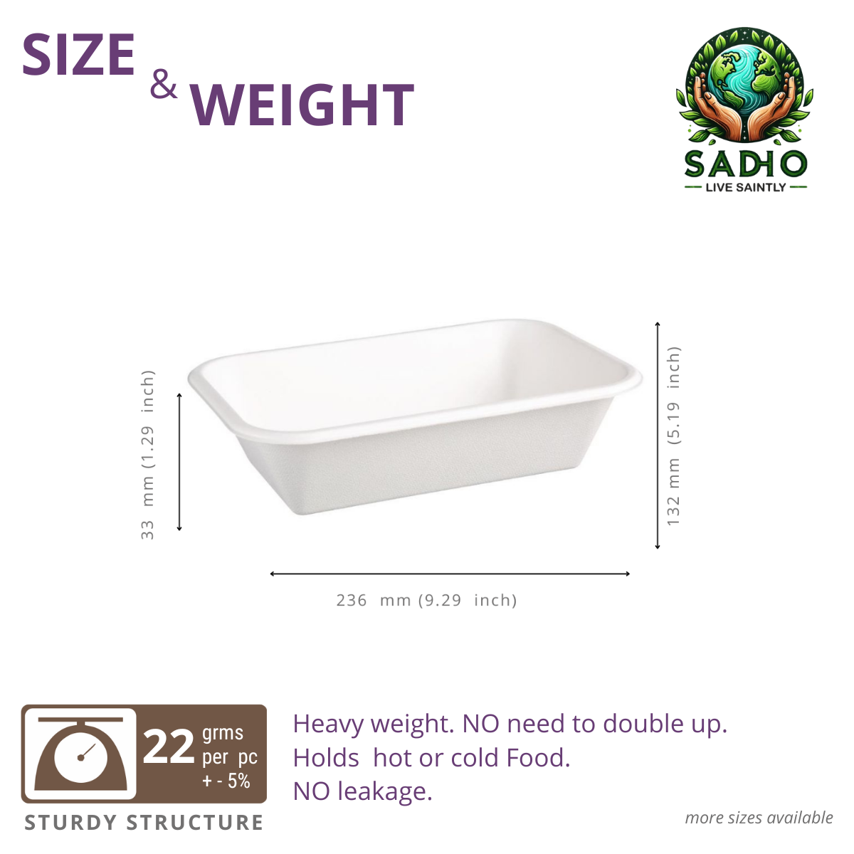 17oz (500 ml) containers (Rectoval) Bagasse (White)