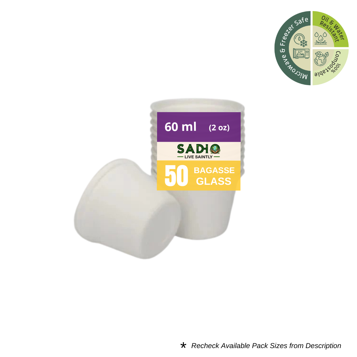 2oz (60 ml) Cups (Round) Bagasse (White)