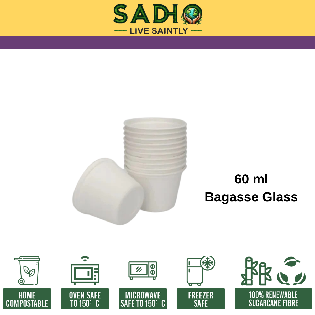 2oz (60 ml) Cups (Round) Bagasse (White)