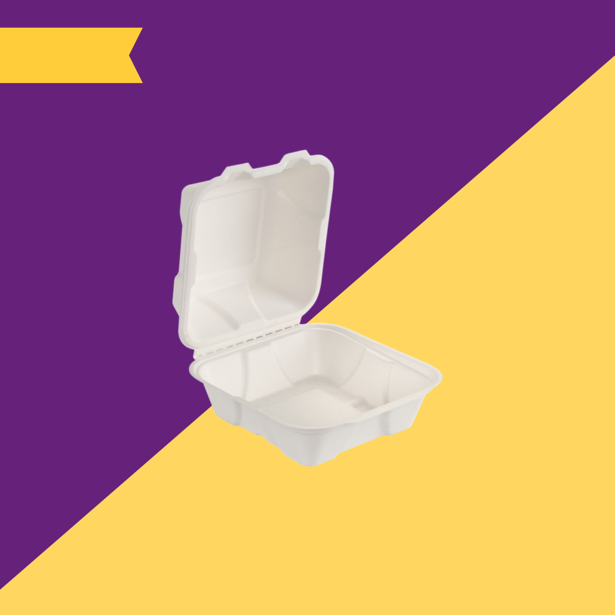 6 inch (15 cm) Clamshell Bagasse (White)