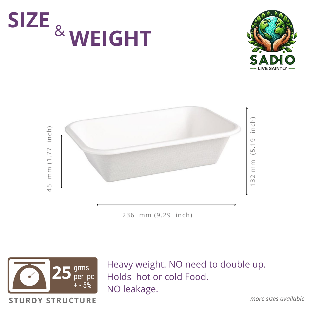 25oz (750 ml) Containers (Rectoval) Bagasse (White)
