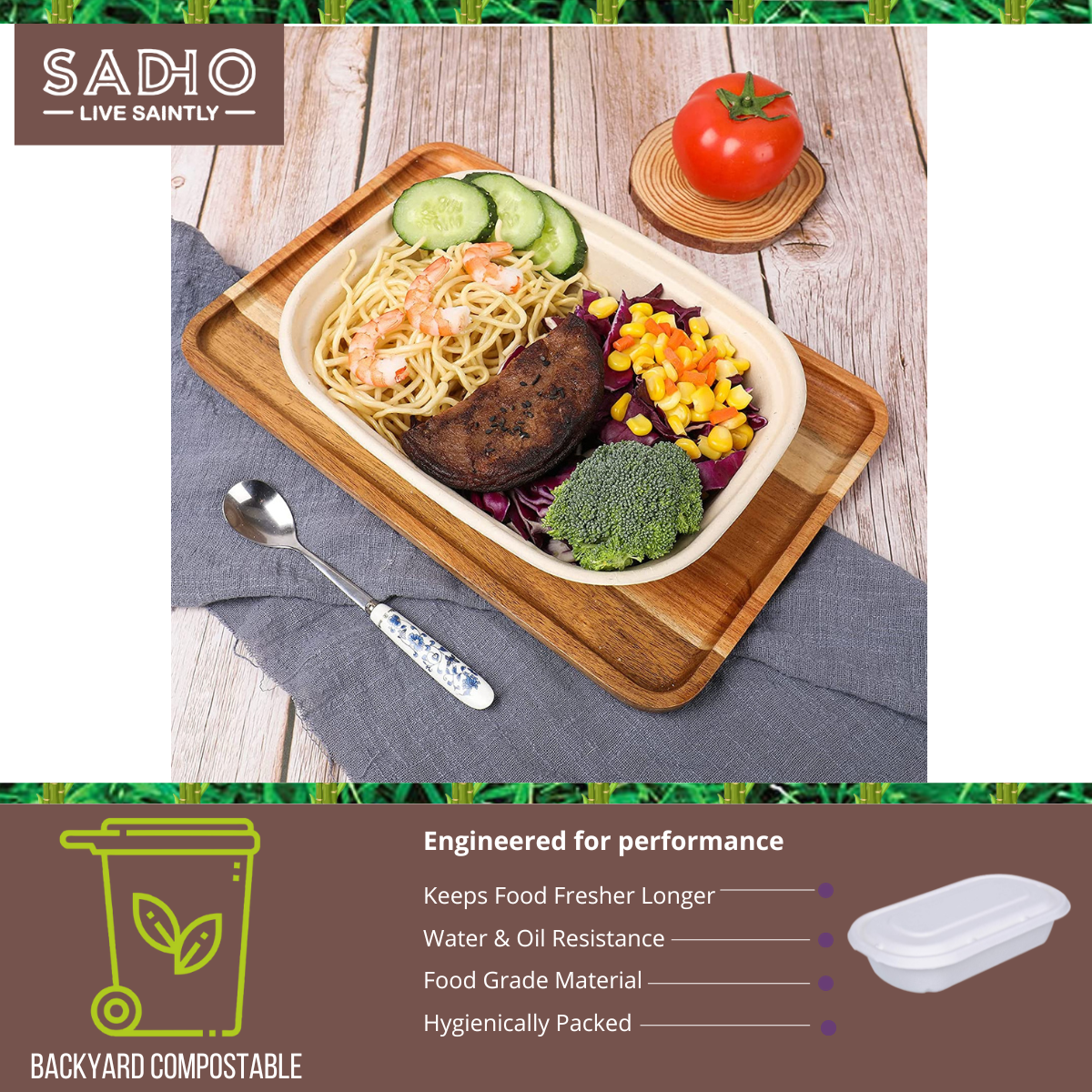 25oz (750 ml) Containers (Rectoval) Bagasse (White)
