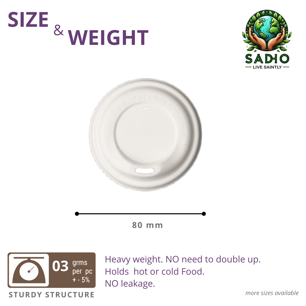 80 mm Lids for cups Bagasse (White)