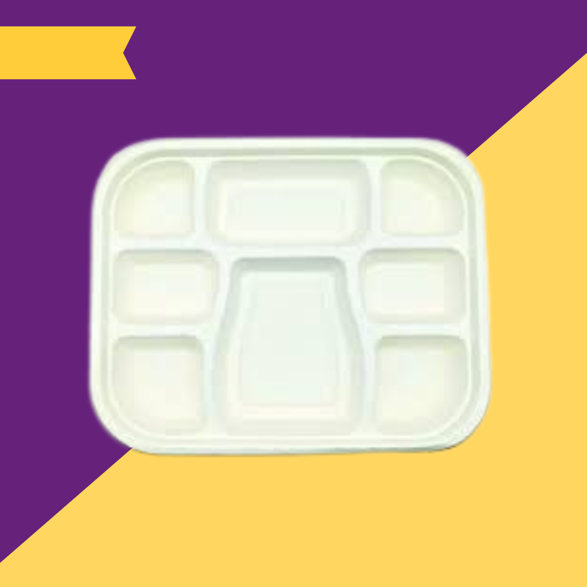 8 Compartment Meal Tray Bagasse (White)