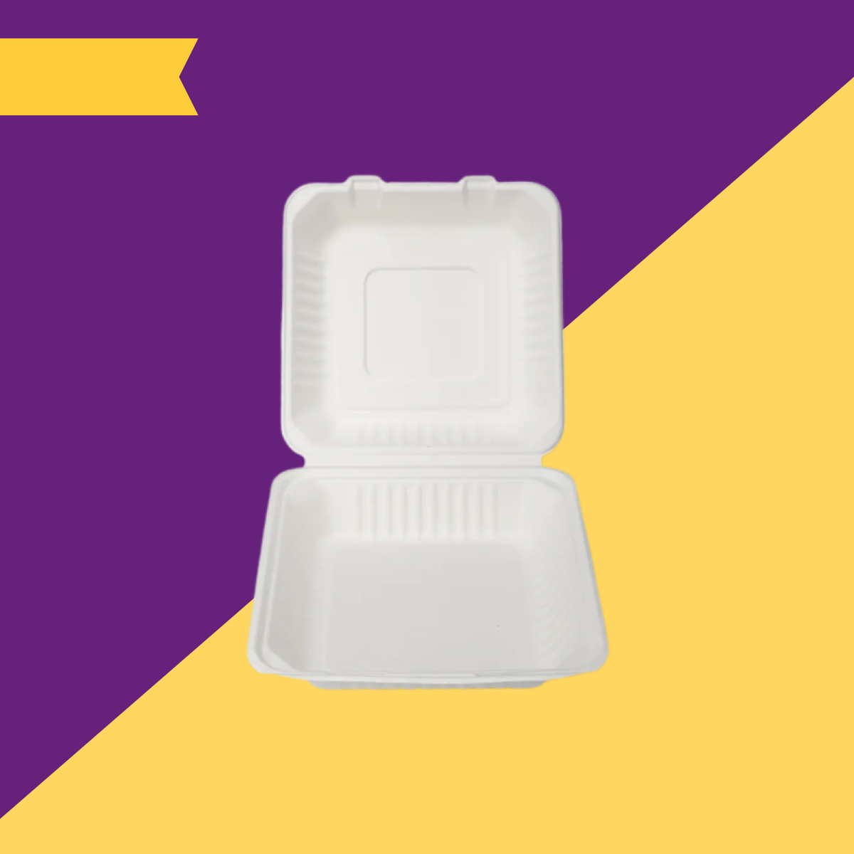 8 inch (21 cm) Clamshell Bagasse (White)