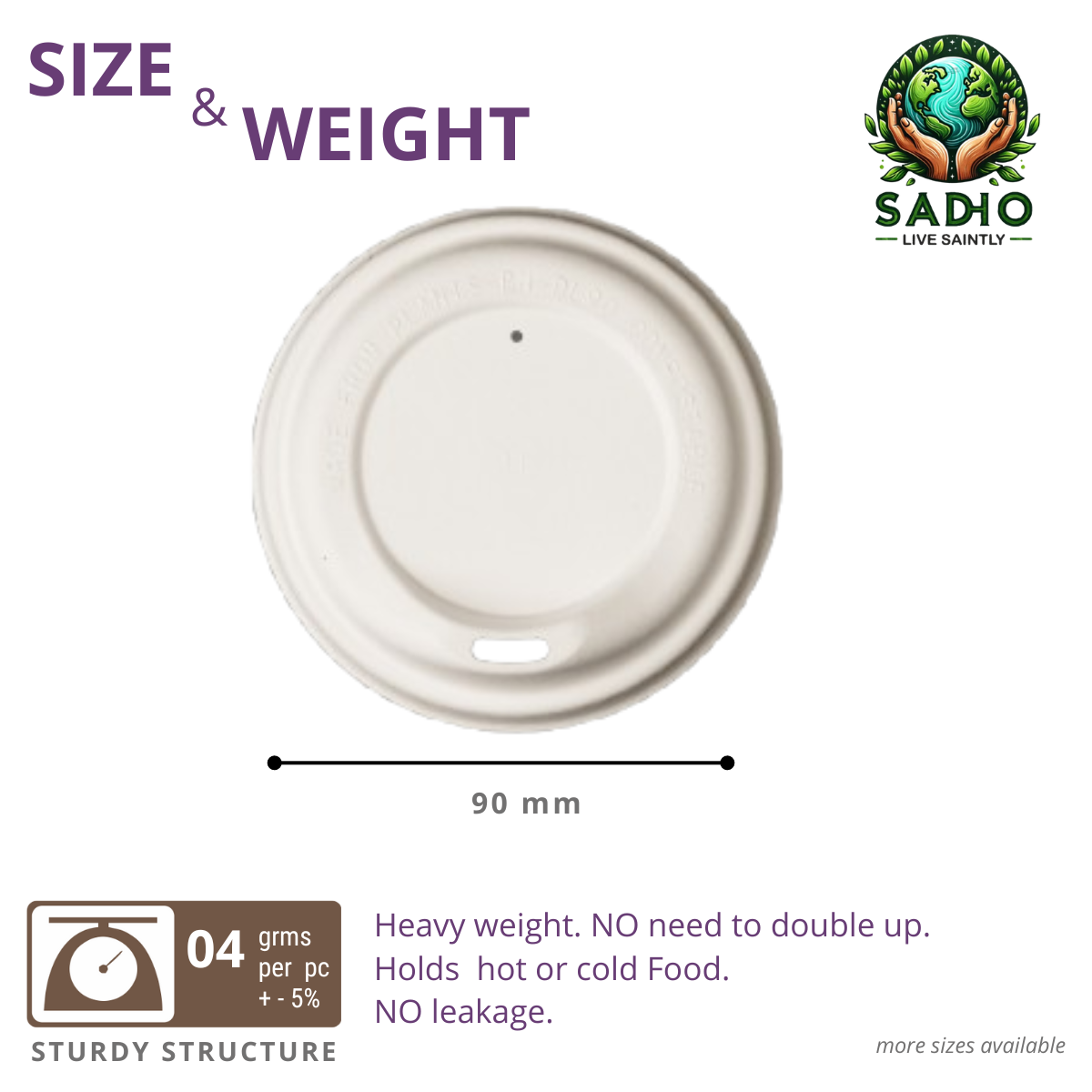 90 mm Lids for cups Bagasse (White)