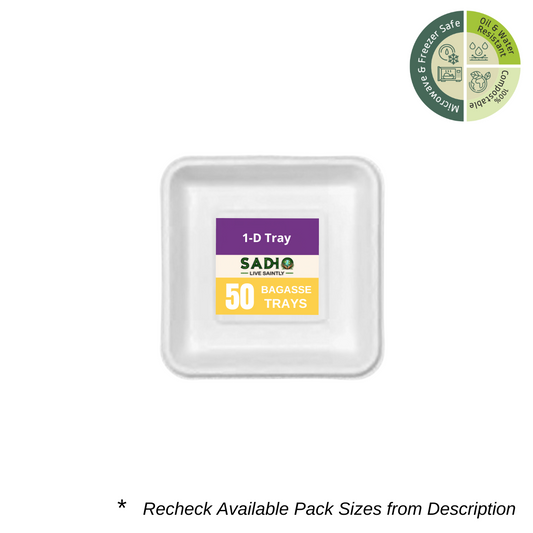 1D Square Tray Bagasse (White)