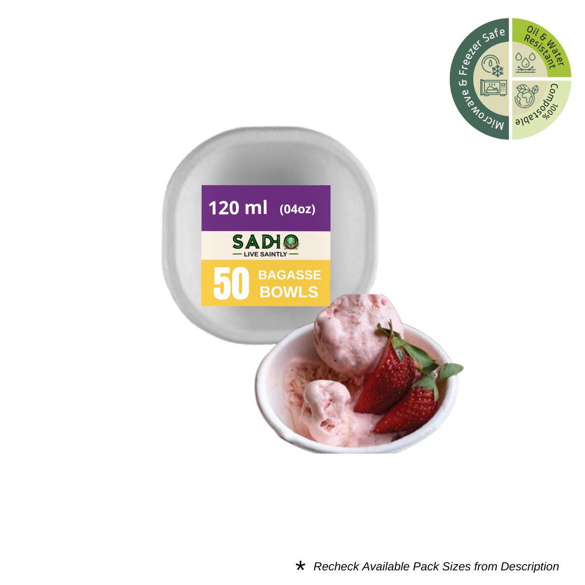 4oz (120 ml) Bowl (Round) Bagasse (White)