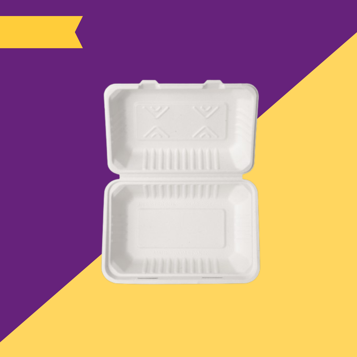 9X6 inch (23X15 cm) Clamshell Bagasse (White)