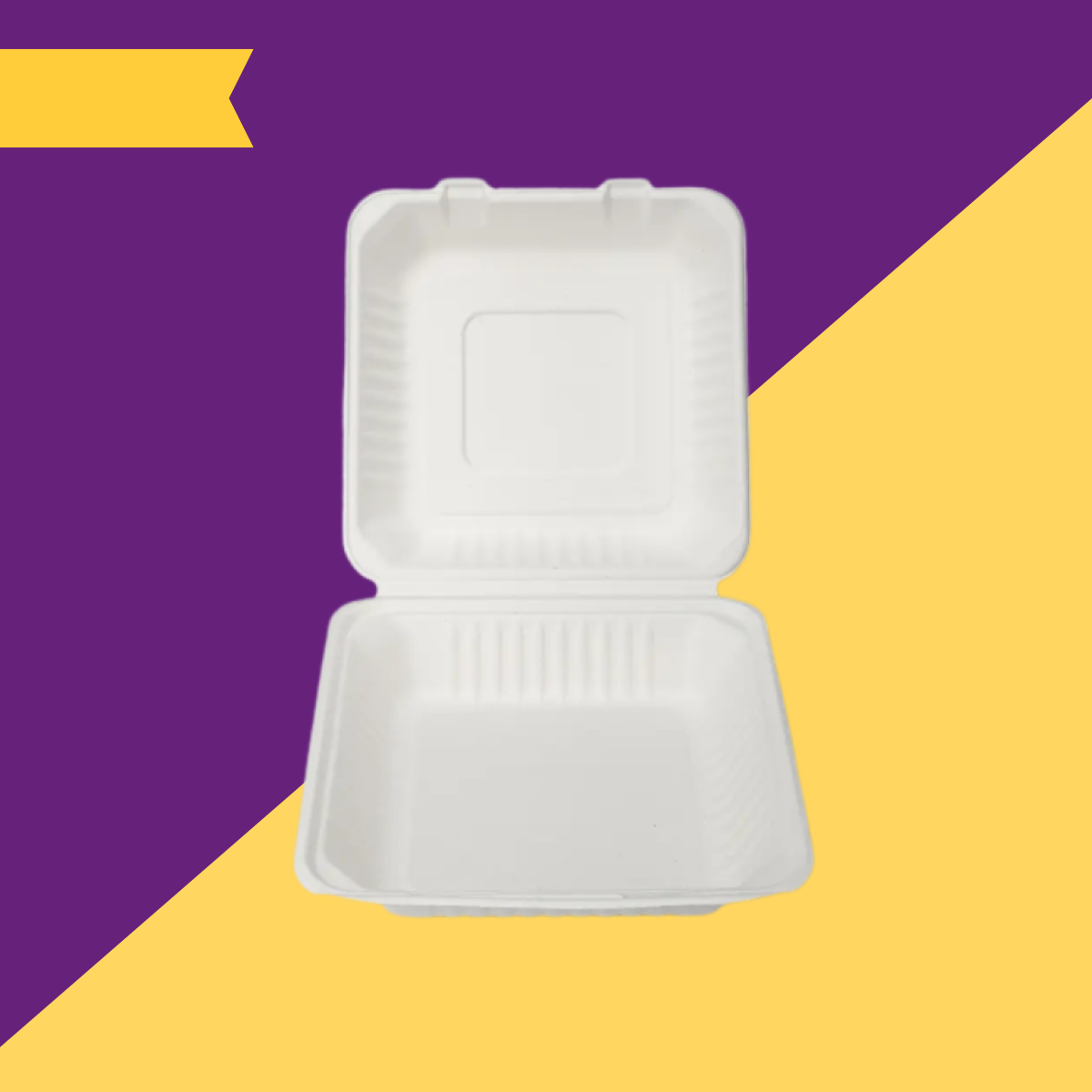 9 inch (23 cm) Clamshell Bagasse (White)