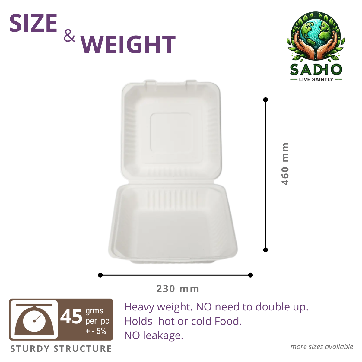 9 inch (23 cm) Clamshell Bagasse (White)