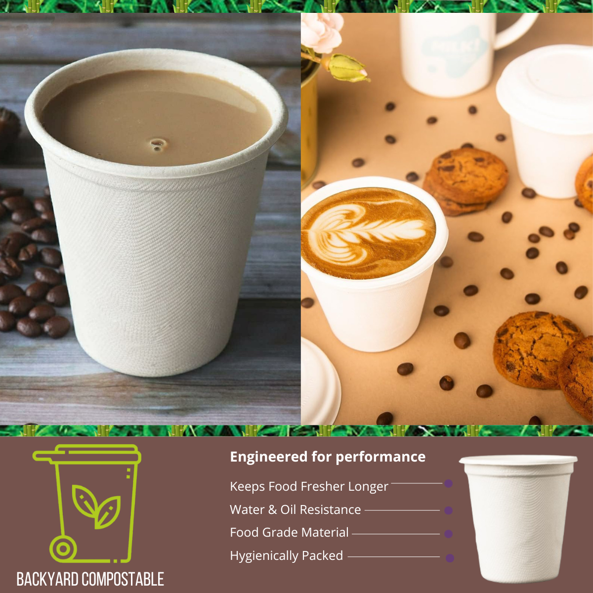 3.7oz (110 ml) Cups (Round) Bagasse (White)