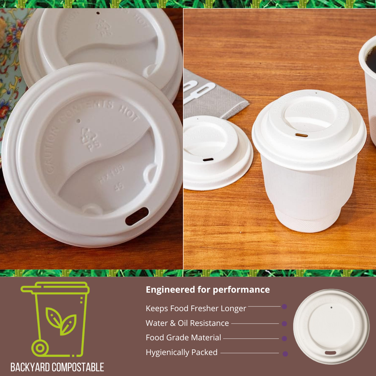 80 mm Lids for cups Bagasse (White)