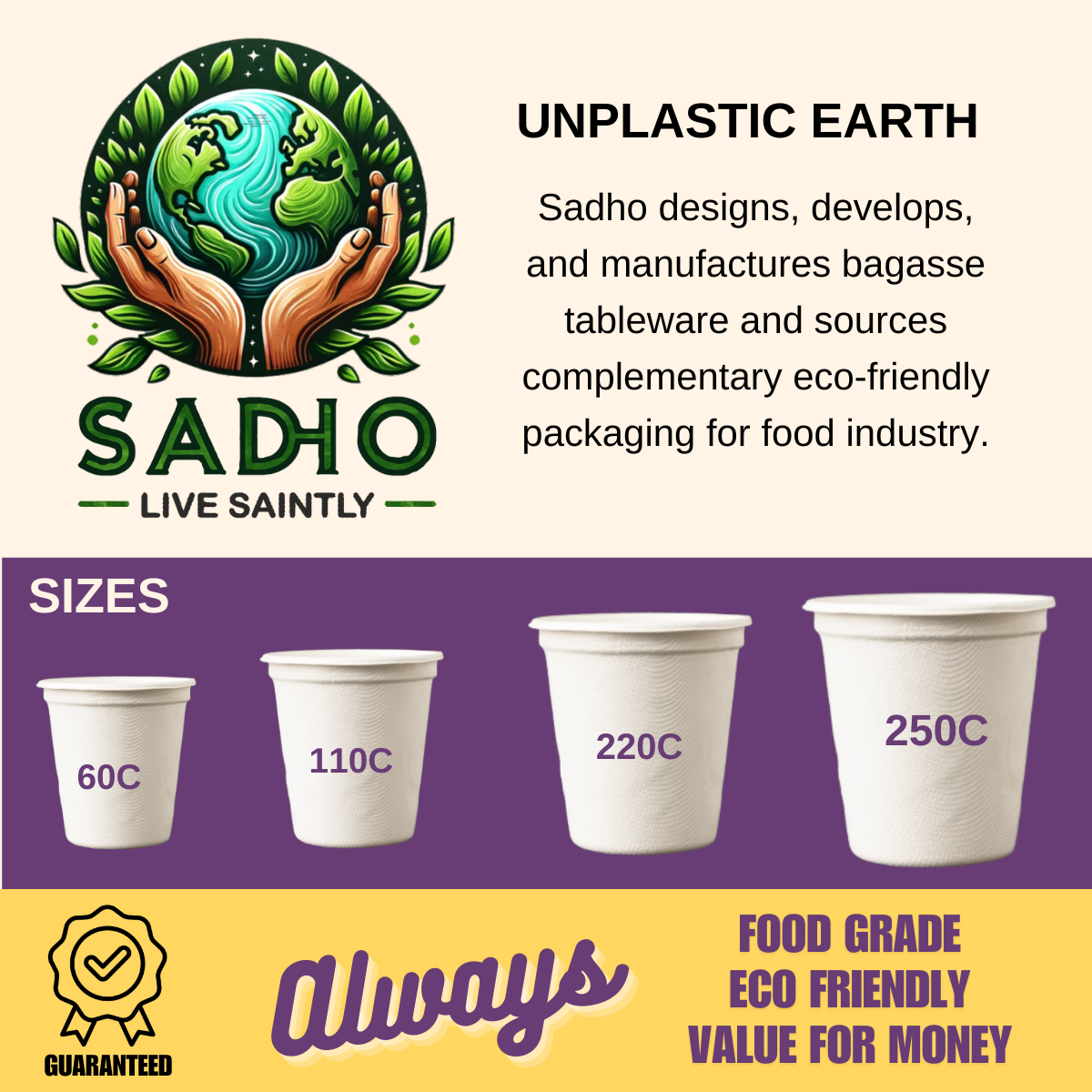 3.7oz (110 ml) Cups (Round) Bagasse (White)