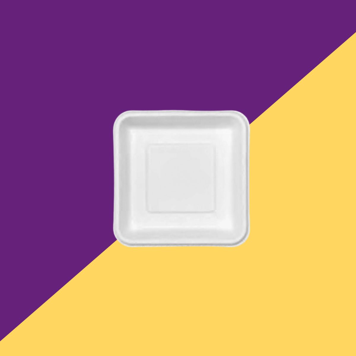 1D Square Tray Bagasse (White)