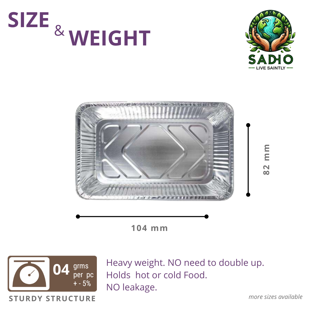 Sadho 210ml (7oz) Aluminium Foil Containers for Food Packing, Ovensafe Baking Containers, Food parcel boxes