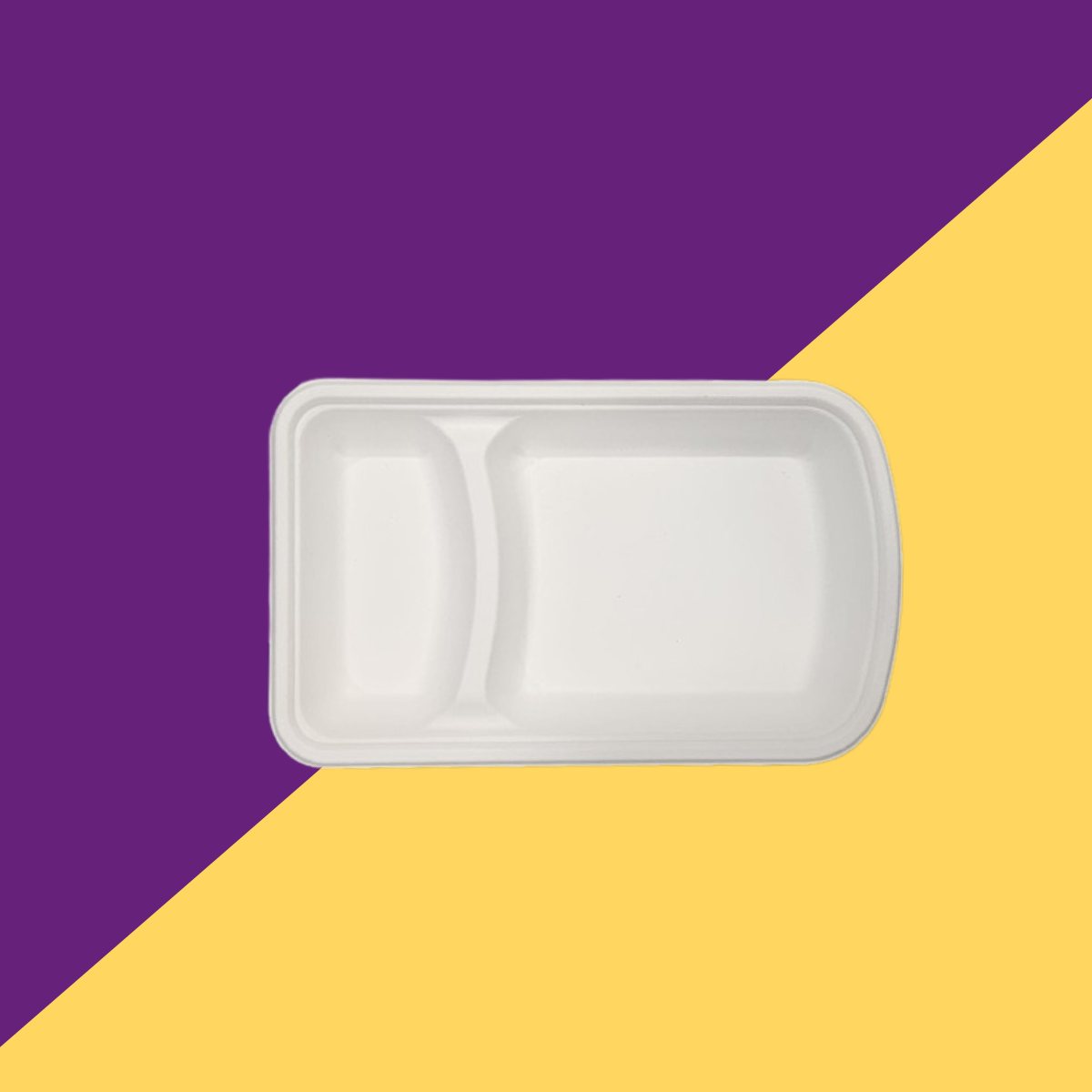 2 Compartment Snacks Tray Bagasse (White)