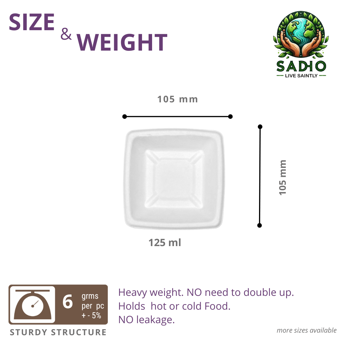 4oz (125 ml) Dona (Square) Bagasse (White)