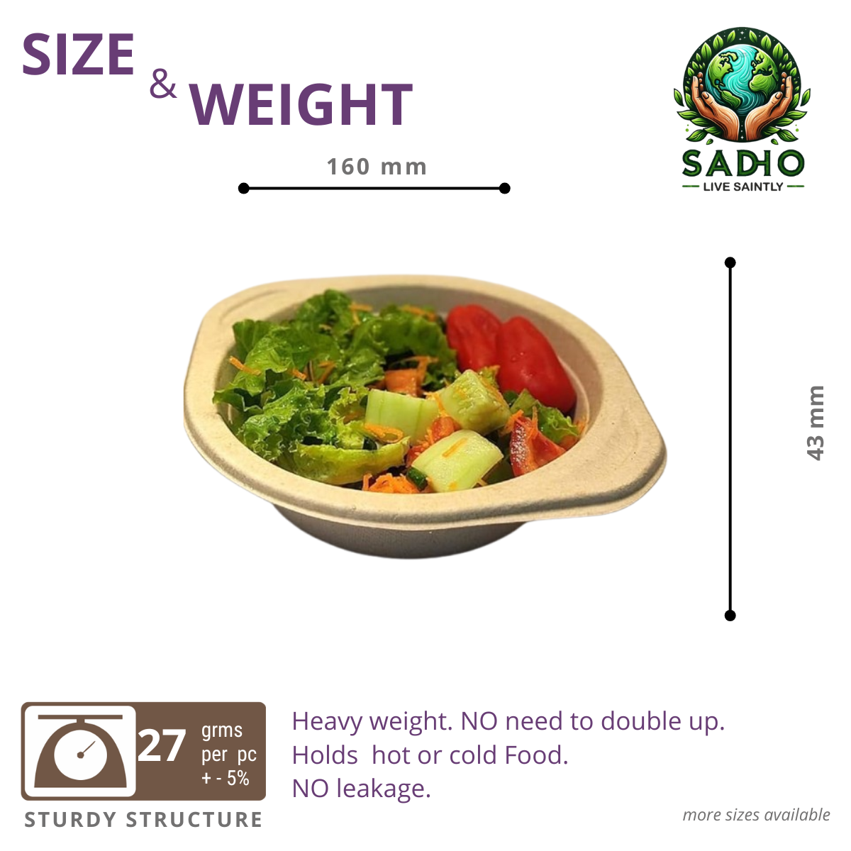 Salad Bowl (Round) Bagasse (Brown)