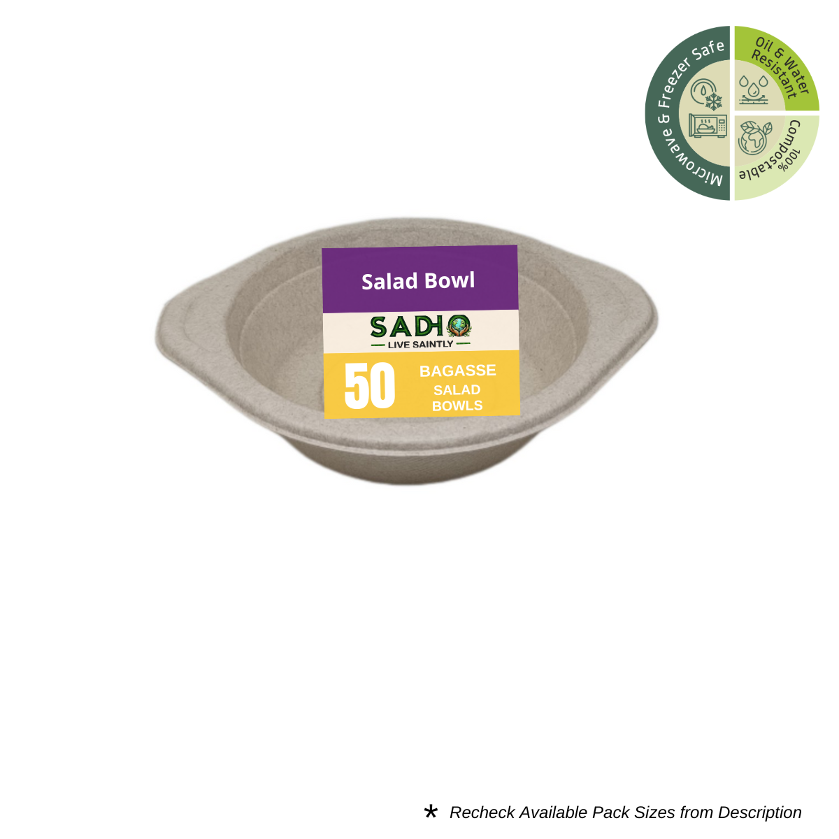 Salad Bowl (Round) Bagasse (Brown)