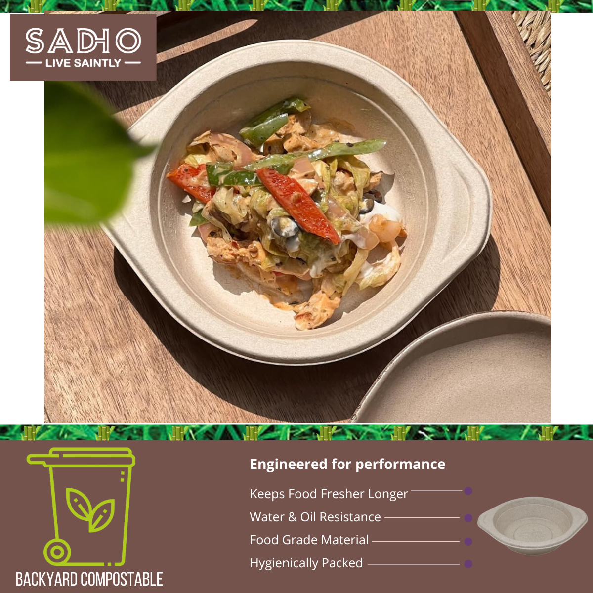 Salad Bowl (Round) Bagasse (Brown)