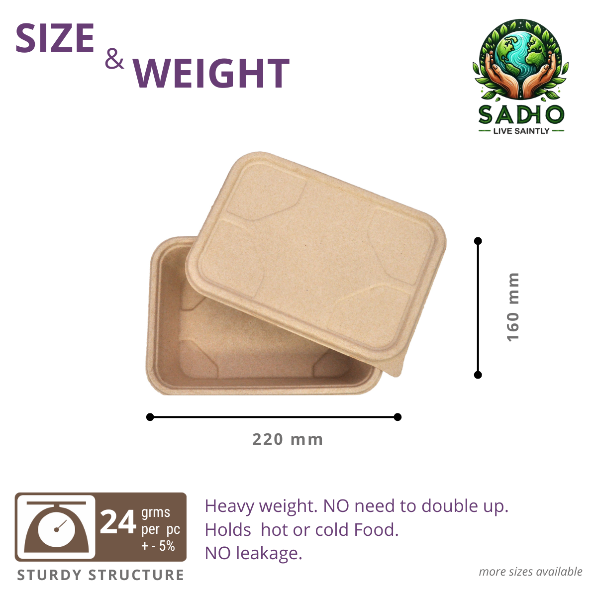 1000 ml Container Lid Bagasse (Brown)