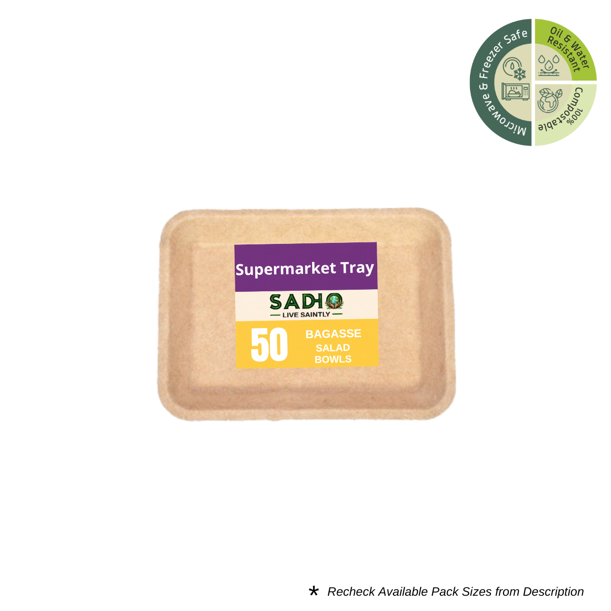 Supermarket Tray (Rectangular) Bagasse (Brown)