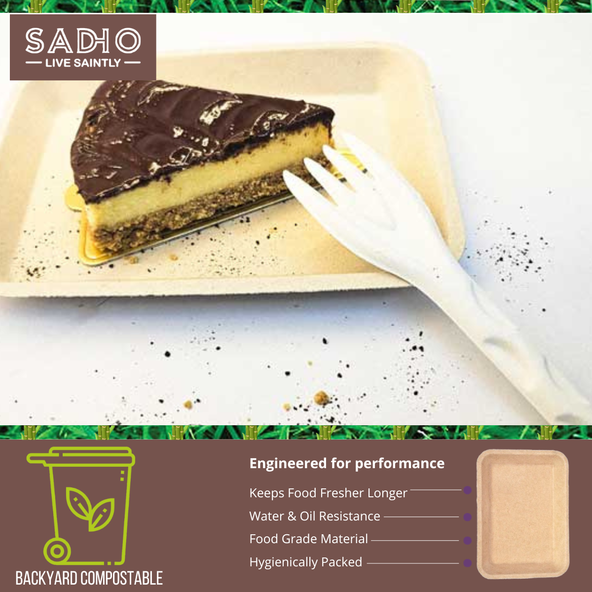 Supermarket Tray (Rectangular) Bagasse (Brown)