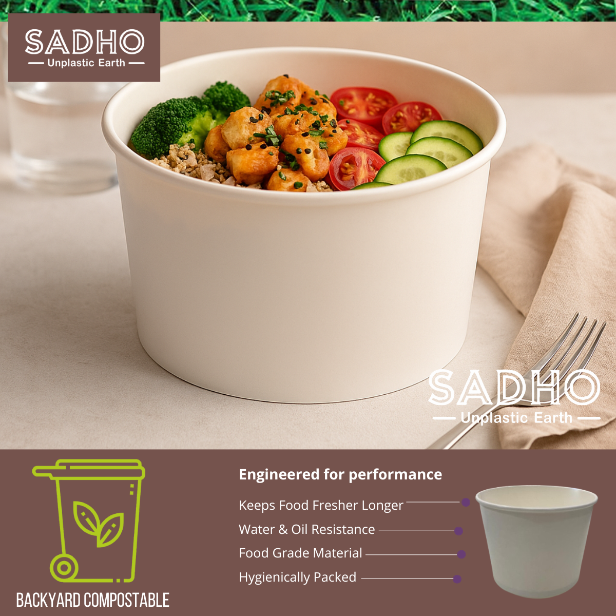 1500 ml Flat Food Paper Tumbler