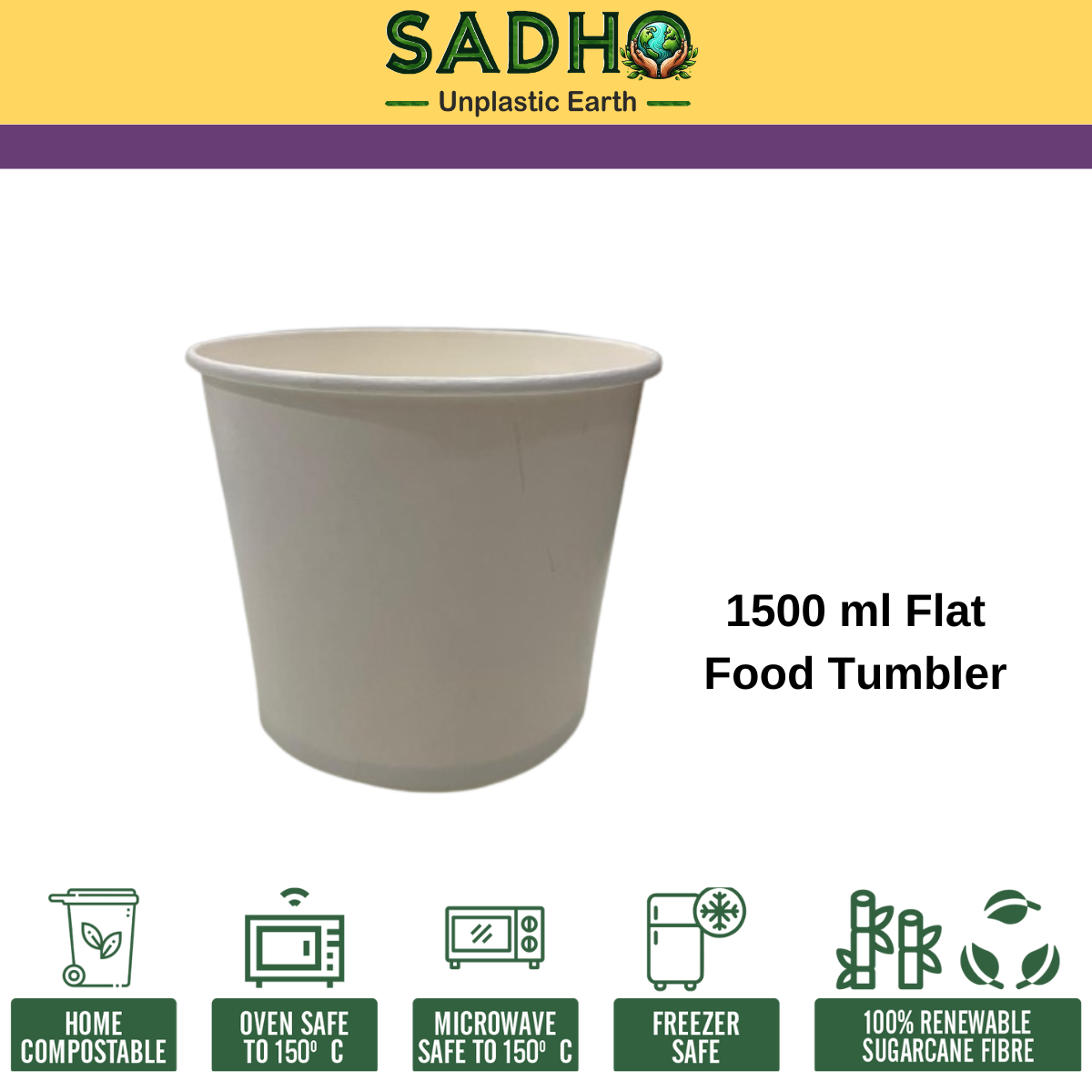 1500 ml Flat Food Paper Tumbler