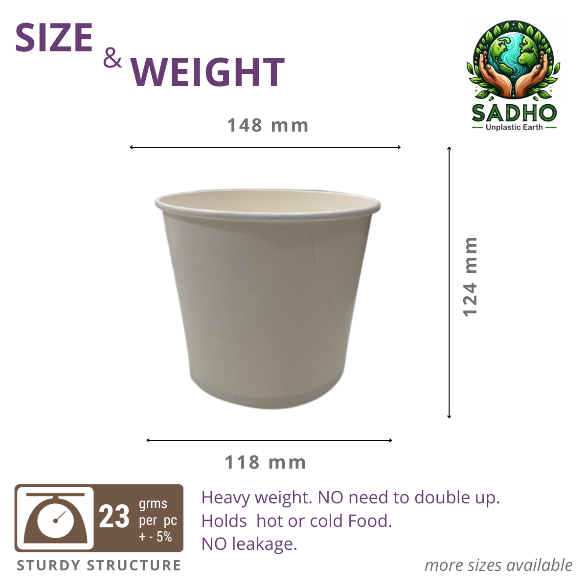 1500 ml Flat Food Paper Tumbler