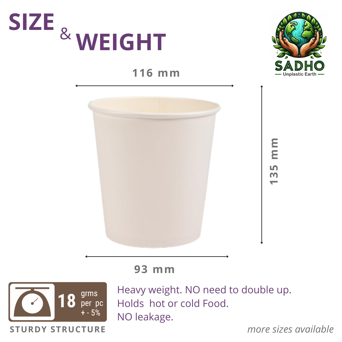 1000 ml Food Paper Tumbler